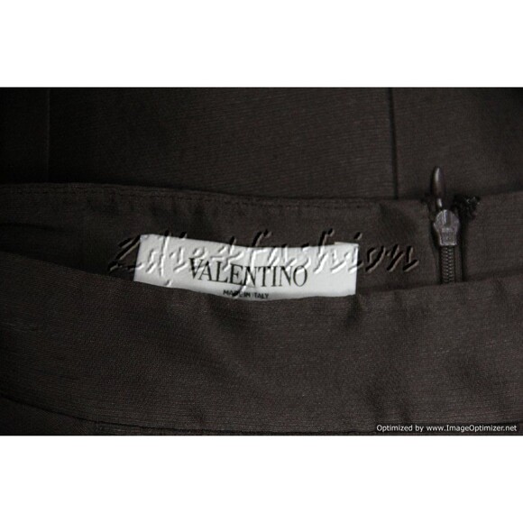 $1990 VALENTINO Stylish Brown Raw Silk Ruffle Flare Pencil Logo Skirt 2 - Picture 7 of 7